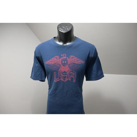 Under Armour Gym Shirt HeatGear Freedom Tee USA Flag Blue Mens Size Large - Picture 1 of 9